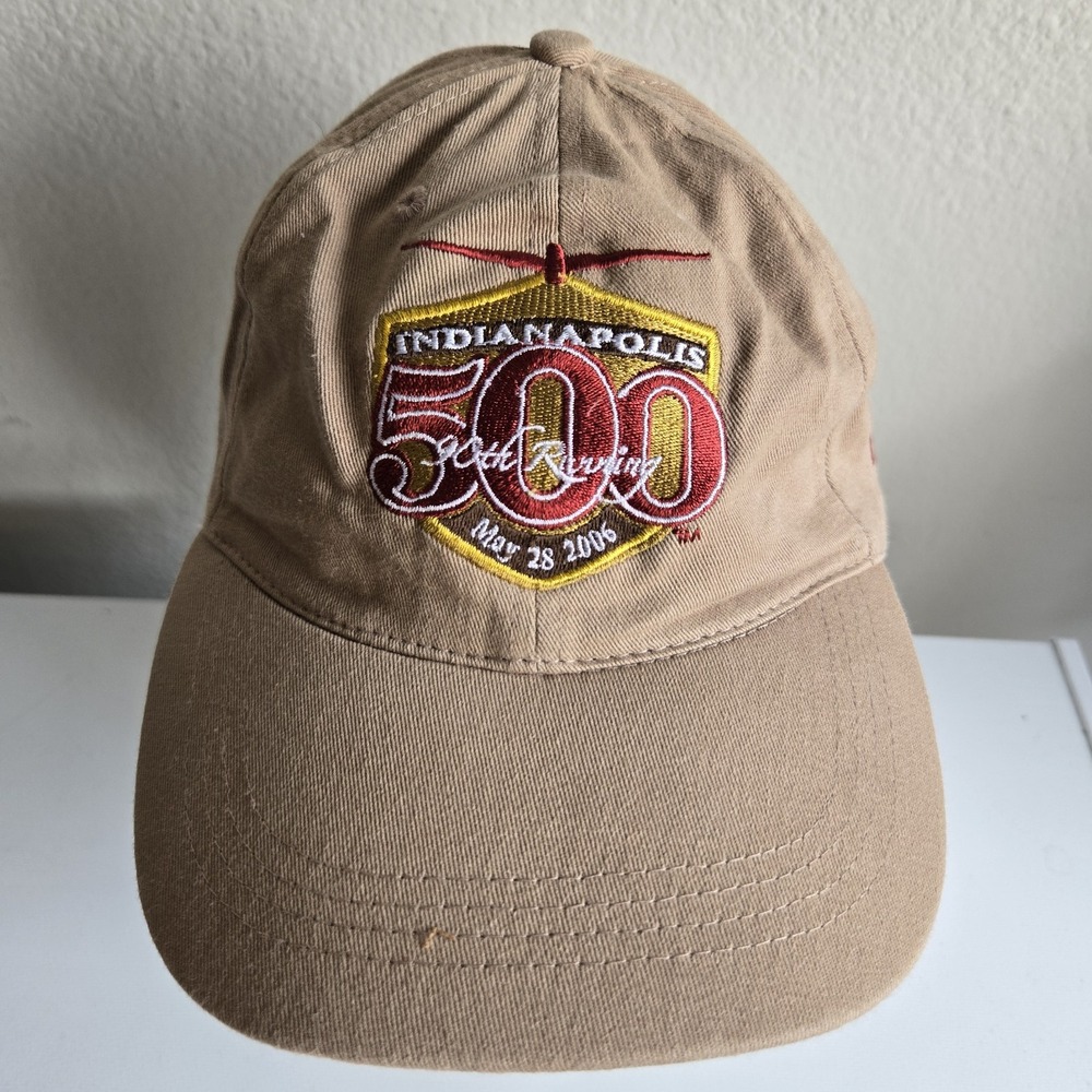 Reebok 2006 Indy 500 Hat 90th Running Indianapolis 500 Strapback Khaki Tan Vtg
